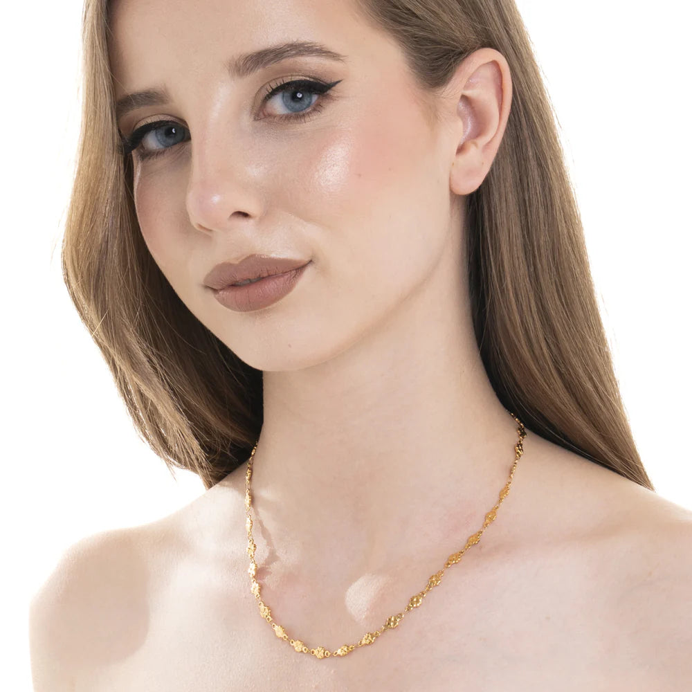 Collana Donna in Acciaio IP Gold con Quadrifogli – Luca Barra
