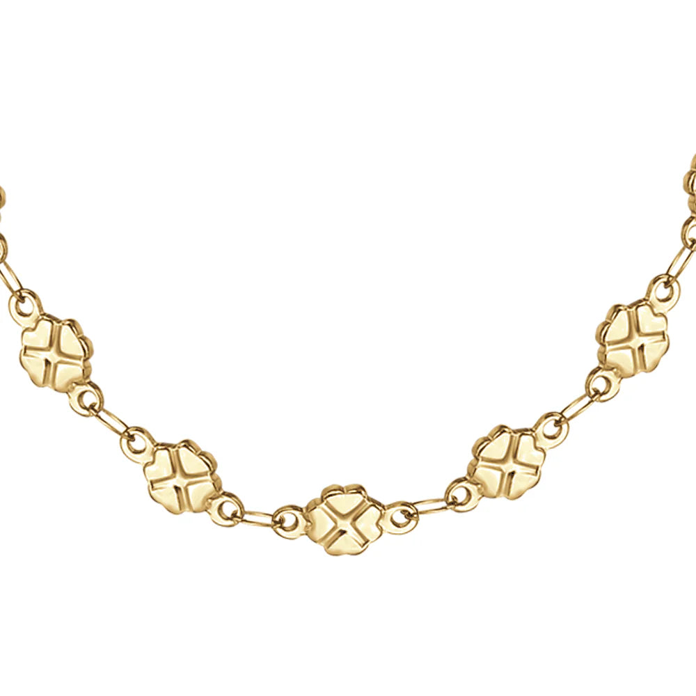 Collana Donna in Acciaio IP Gold con Quadrifogli – Luca Barra