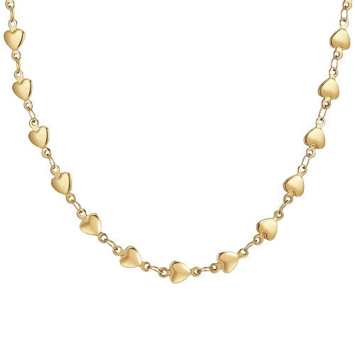 Collana Donna in Acciaio IP Gold a Maglie di Cuori – Luca Barra