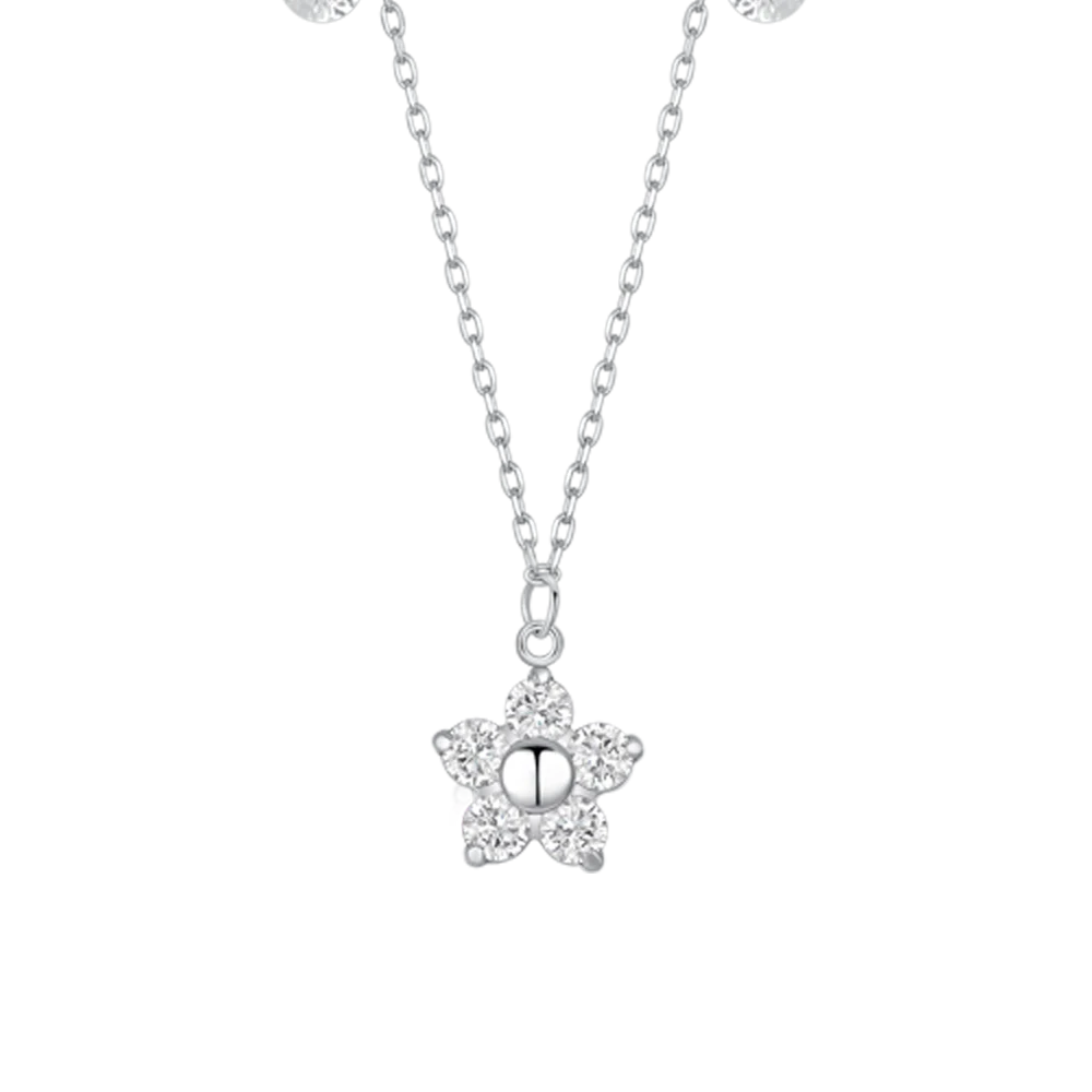 Luca Barra: Collana donna in acciaio con pendente fiore con e zircone bianco