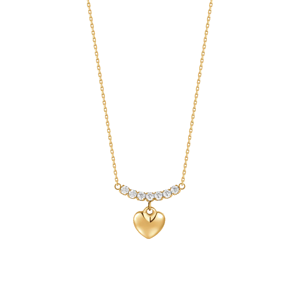 Luca Barra: Collana donna in acciaio IP gold con cuore e zirconi bianchi