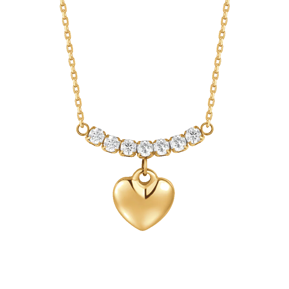 Luca Barra: Collana donna in acciaio IP gold con cuore e zirconi bianchi