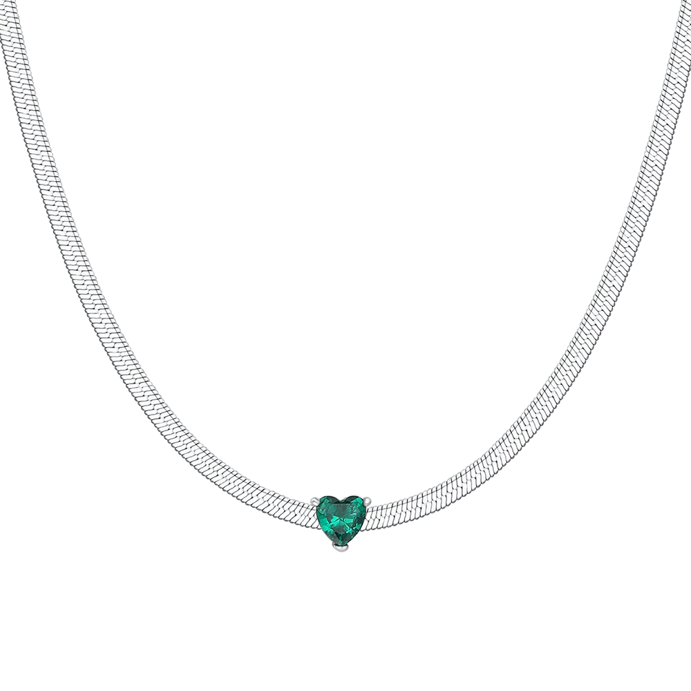 Luca Barra – Collana Donna in Acciaio con Zircone Verde