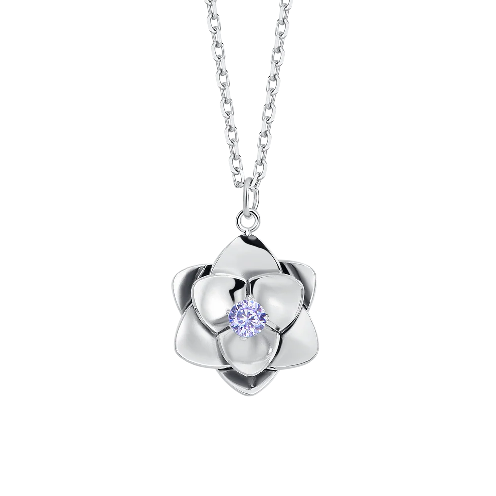 Collana Donna in Acciaio con Fiore e Zirconi Viola – Luca Barra
