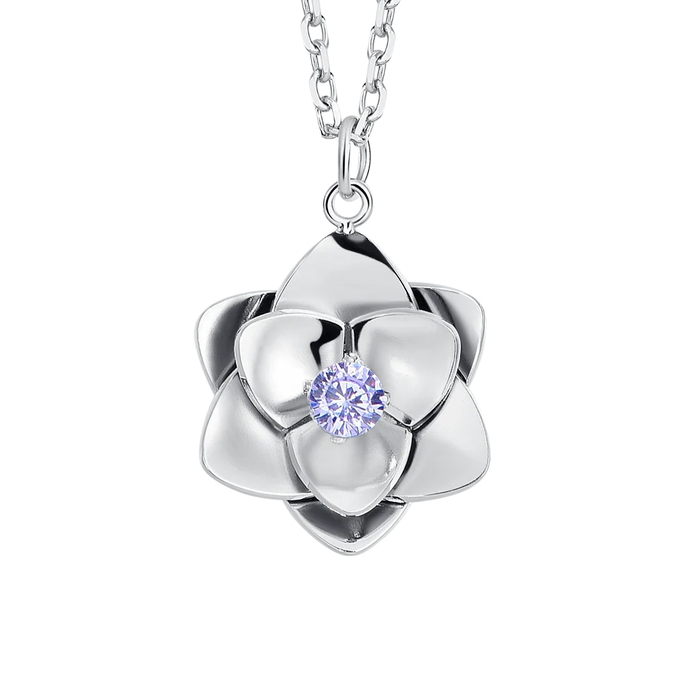 Collana Donna in Acciaio con Fiore e Zirconi Viola – Luca Barra