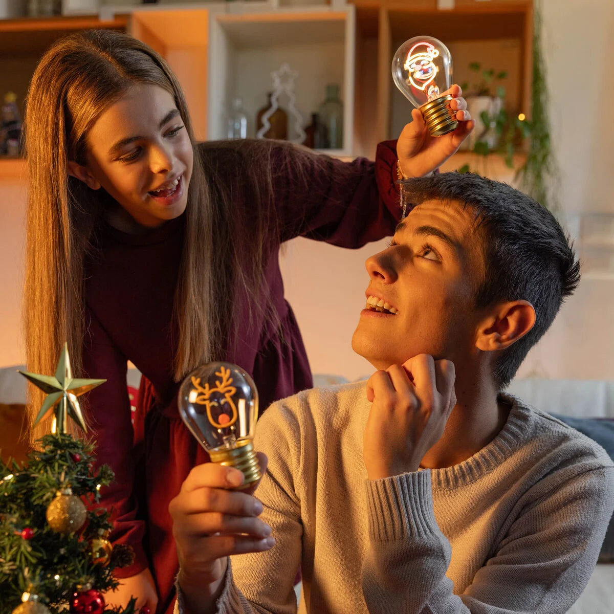 Lampada Decorativa Natalizia da Tavolo a Forma di Lampadina - Reindeer - Bulb Fiction