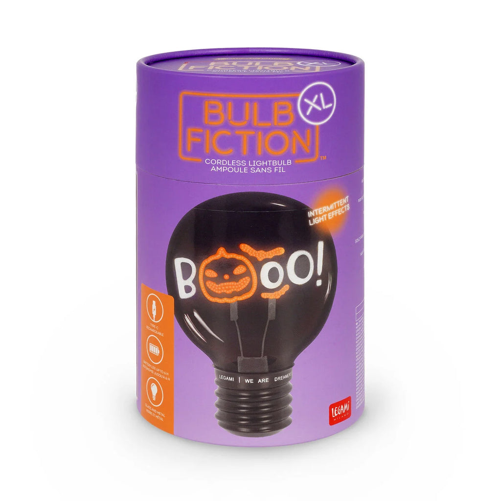 Legami Halloween Lampada da Tavolo Bulb Fiction XL – Scritta BOOO Pumpkin Ricaricabile