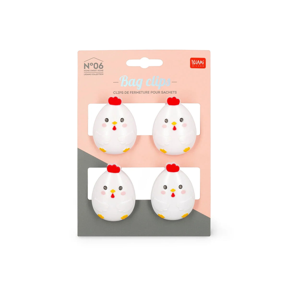 Legami: Set di 4 Clip Chiudi Pacco - Hen - Bag Clips