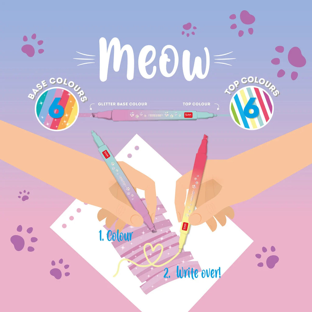Set 6 Pennarelli Doppia Punta Colori Sovrascrivibili Legami – Meow
