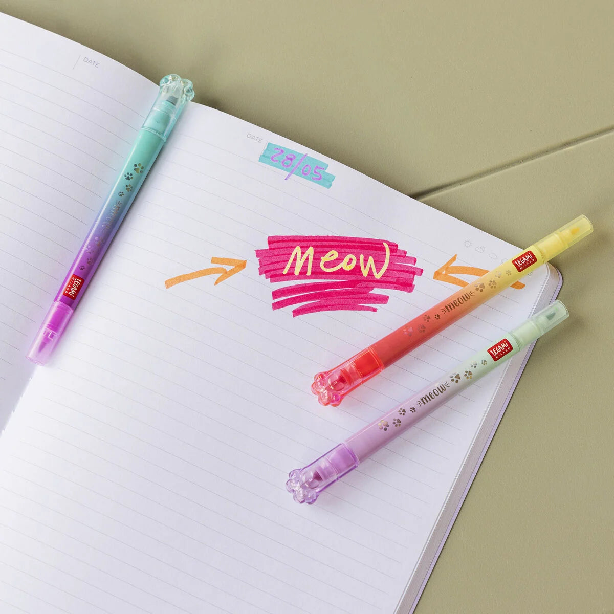 Set 6 Pennarelli Doppia Punta Colori Sovrascrivibili Legami – Meow