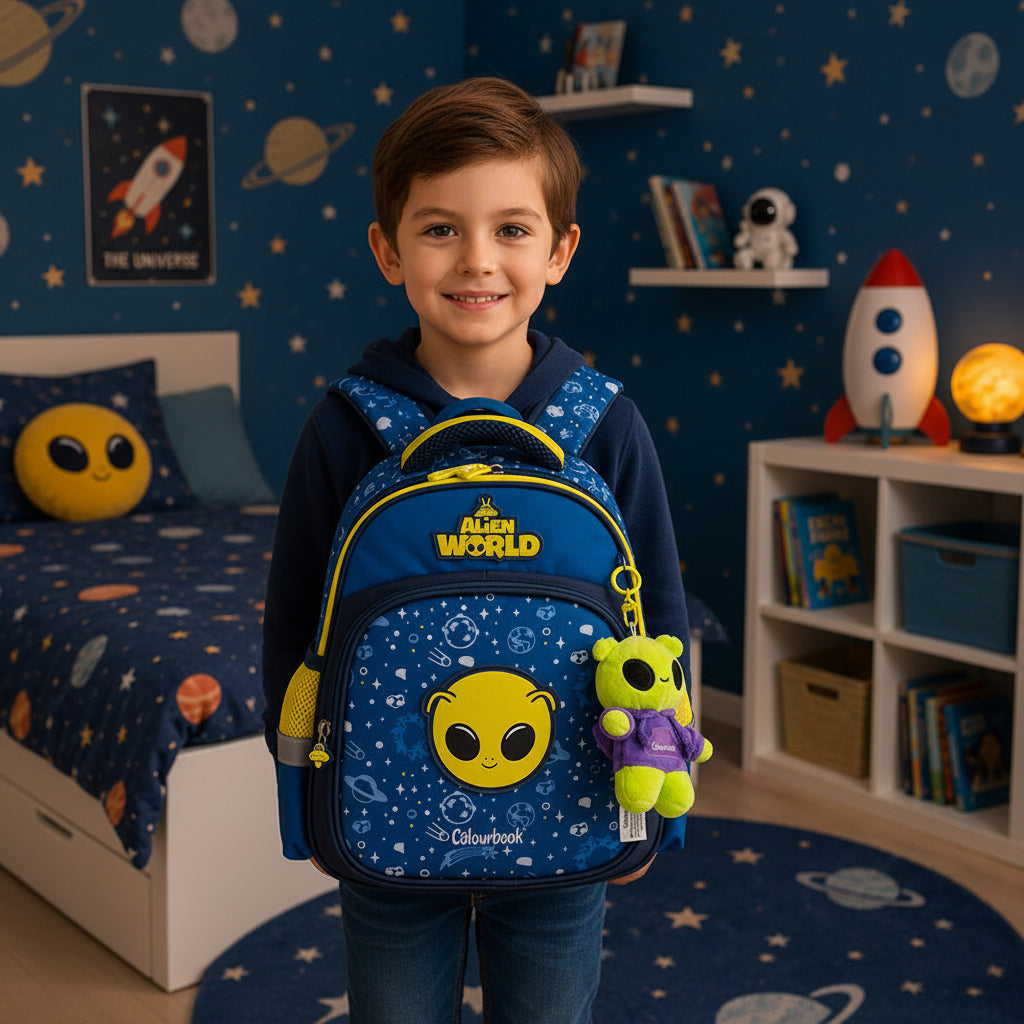Zaino Asilo Colourbook 9L Alieno & Unicorno + Portachiavi Peluche Omaggio