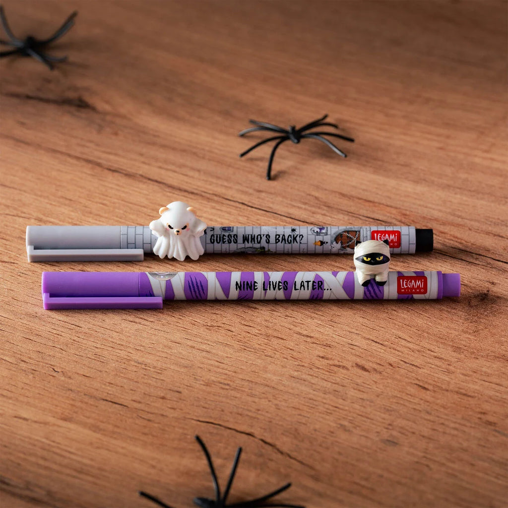 Legami Halloween Set 2 Penne Gel Lovely Friends Spooky Party – Gatto Mummia e Orsetto Fantasma