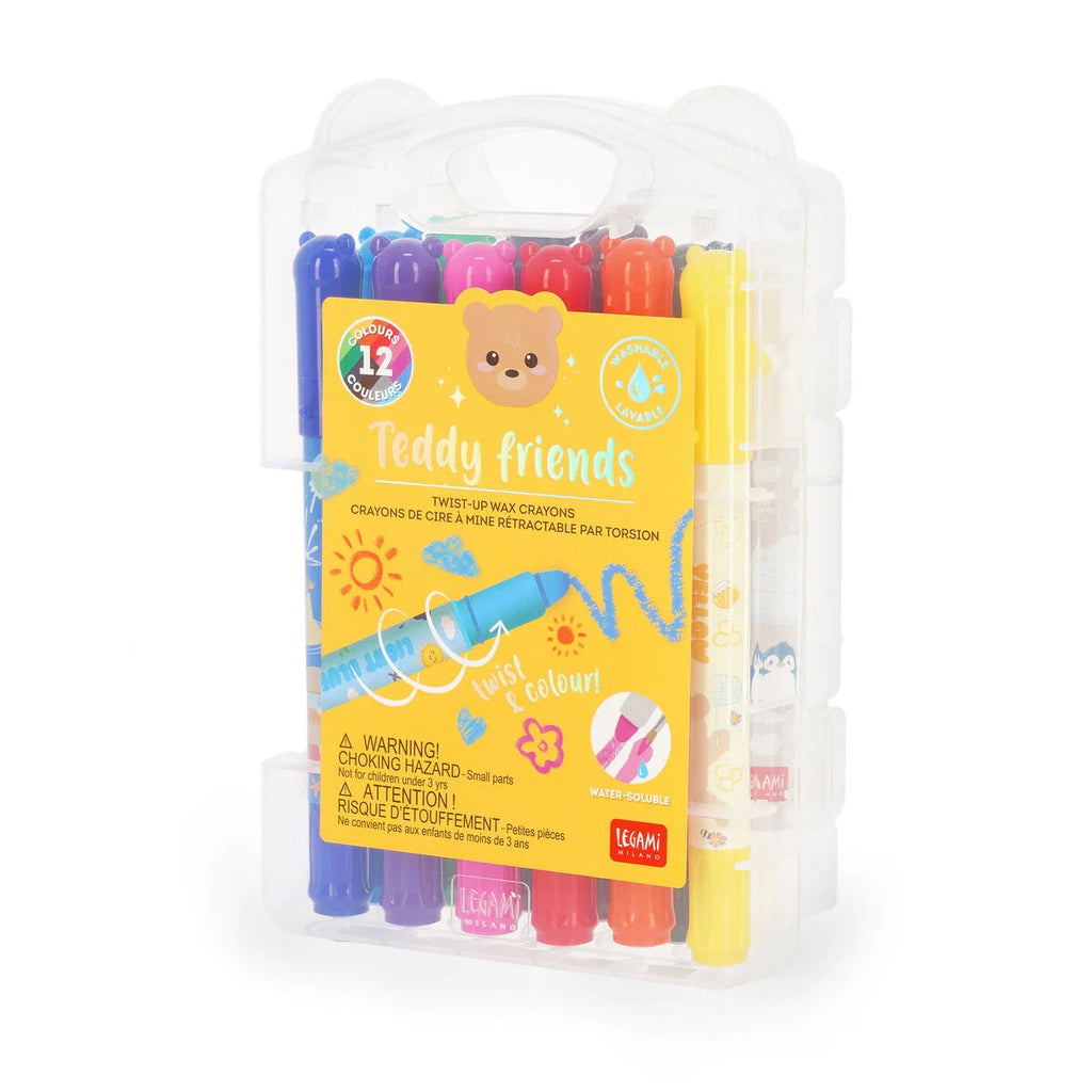Legami Pastelli a Cera Rotanti Teddy Friends – 12 Colori Lavabili