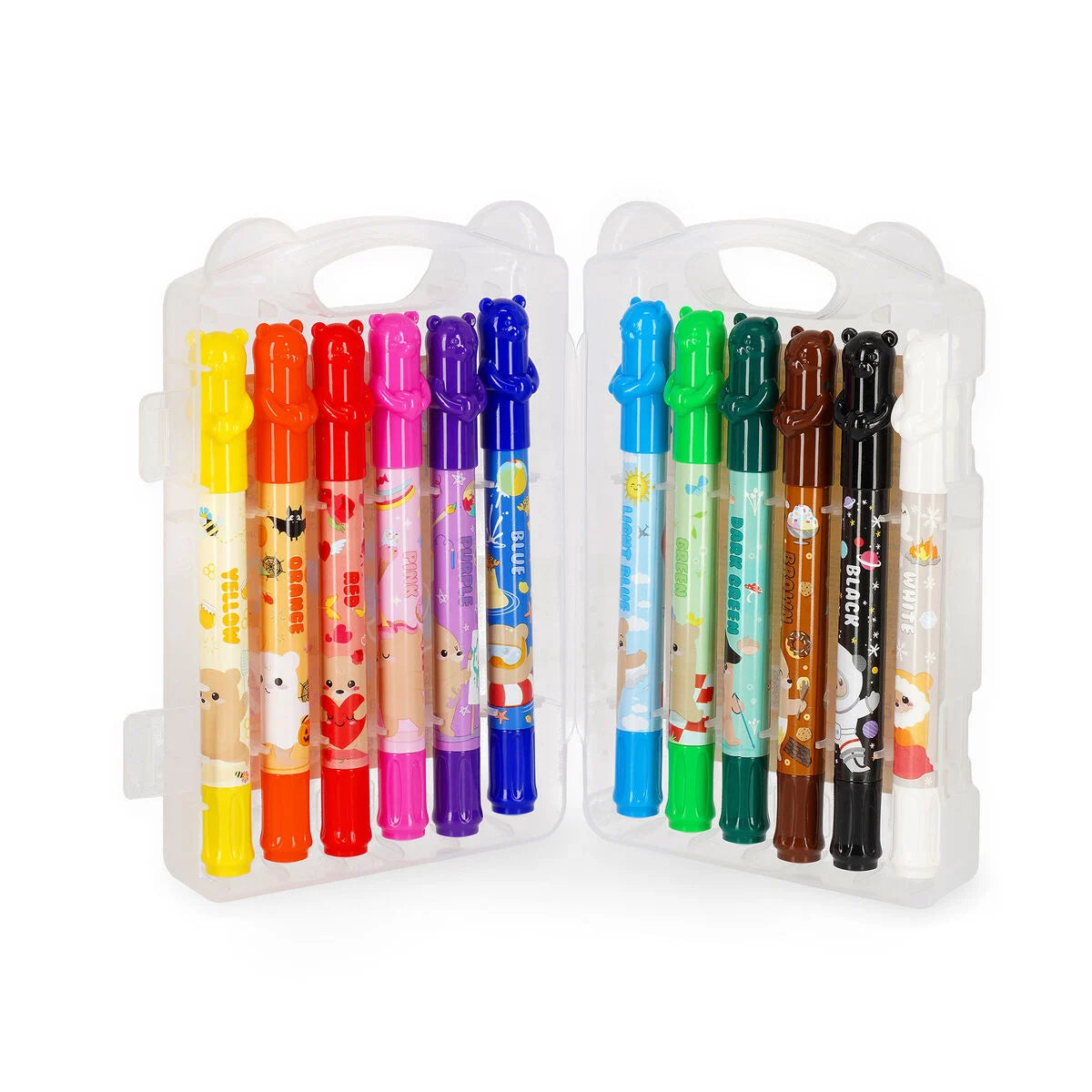 Legami Pastelli a Cera Rotanti Teddy Friends – 12 Colori Lavabili