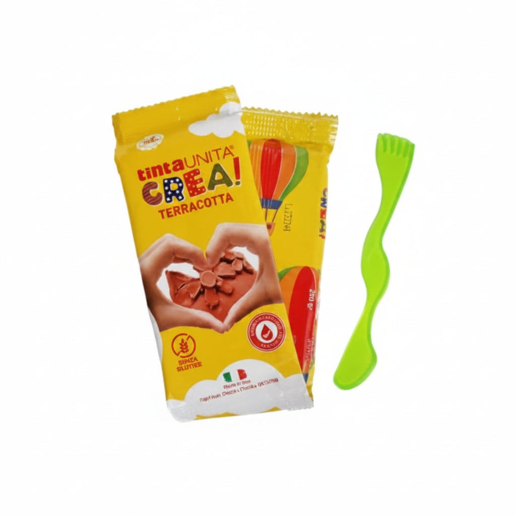 Pasta da Modellare Terracotta Tinta Unita – Autoindurente con Spatolina, 2x250gr