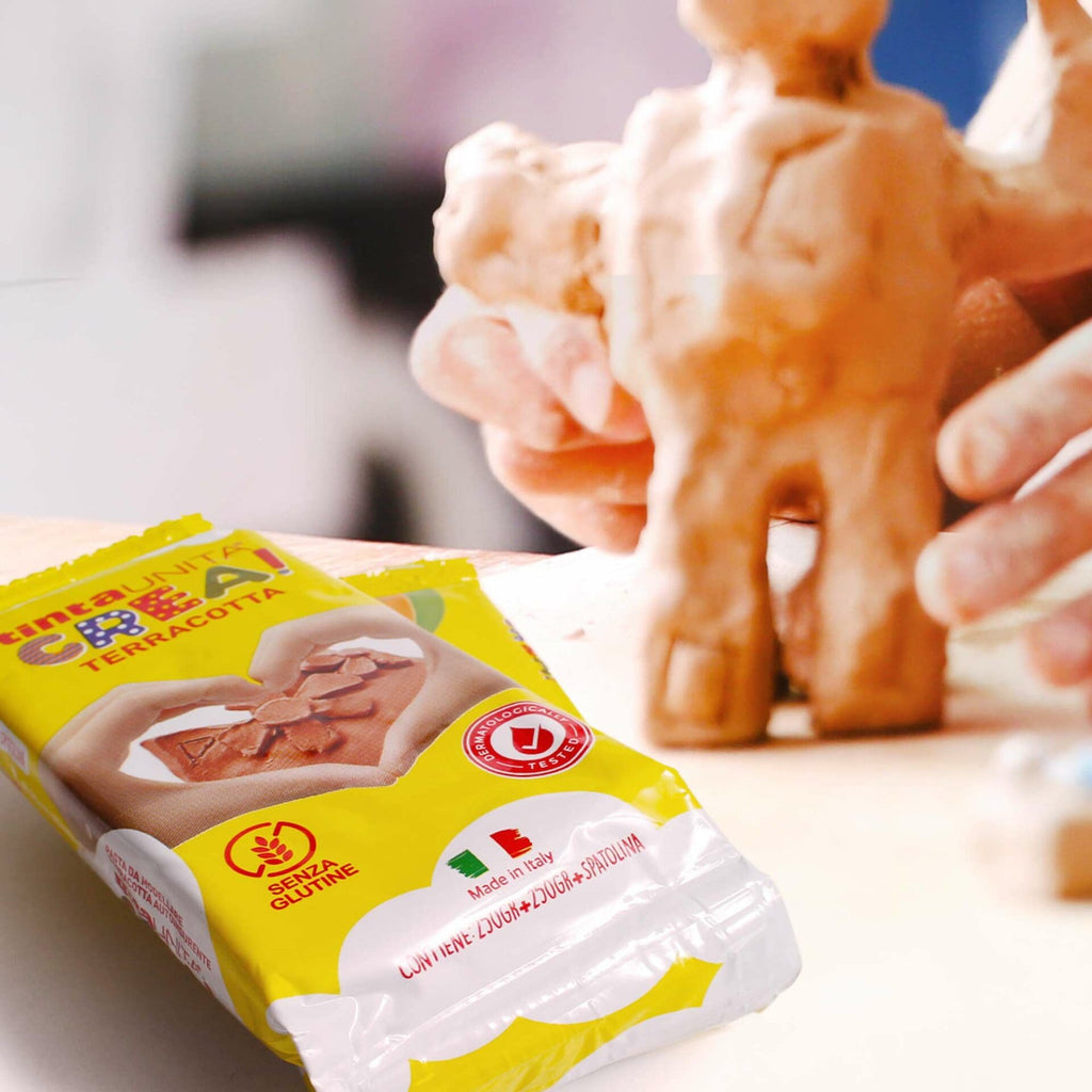Pasta da Modellare Terracotta Tinta Unita – Autoindurente con Spatolina, 2x250gr