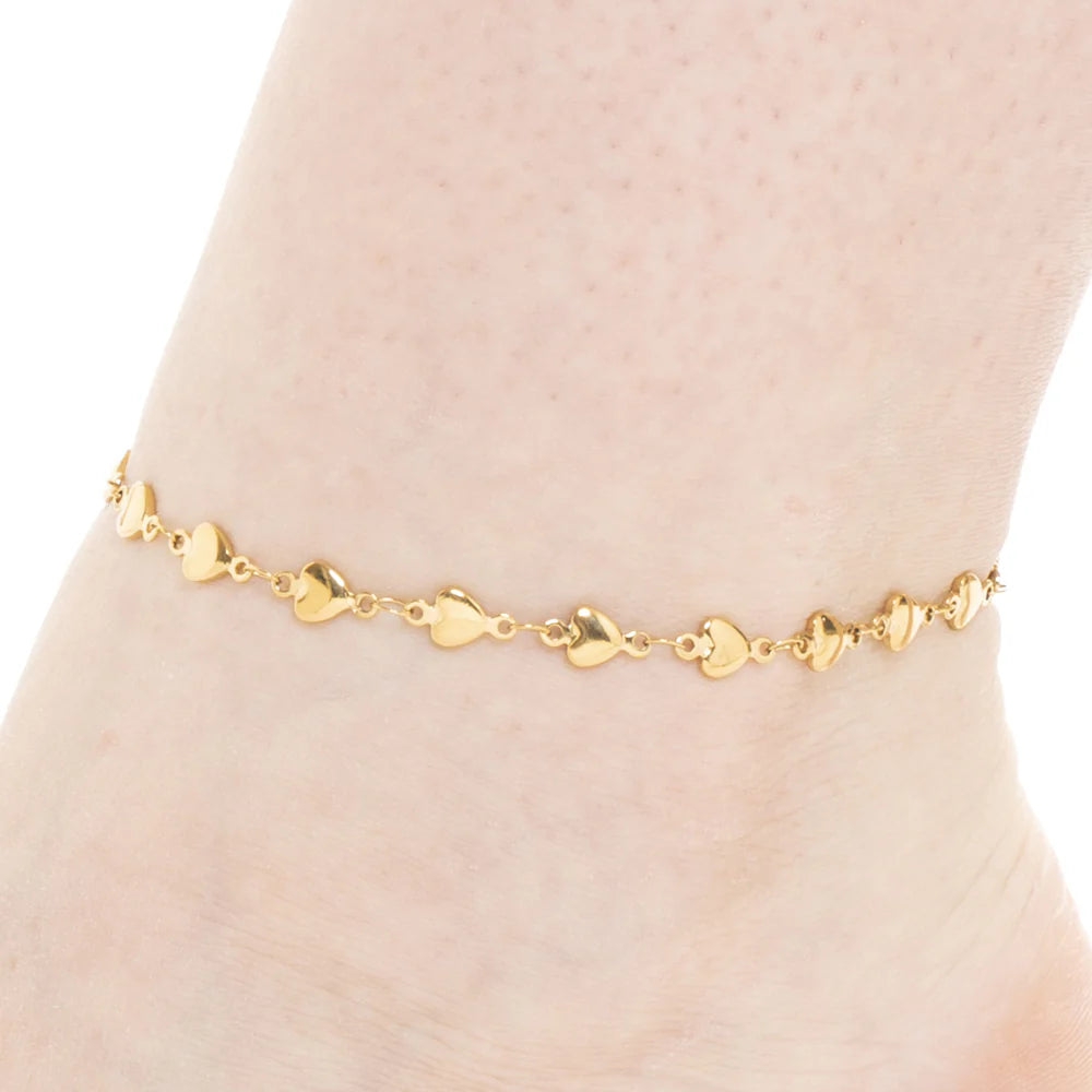 Cavigliera Donna in Acciaio IP Gold con Cuori – Luca Barra