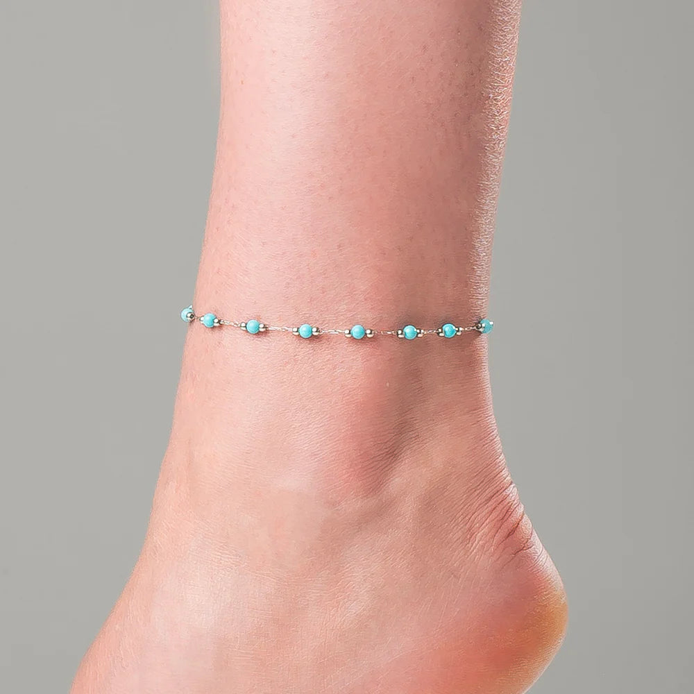 Cavigliera Donna in Acciaio con Pietre Turchesi – Luca Barra