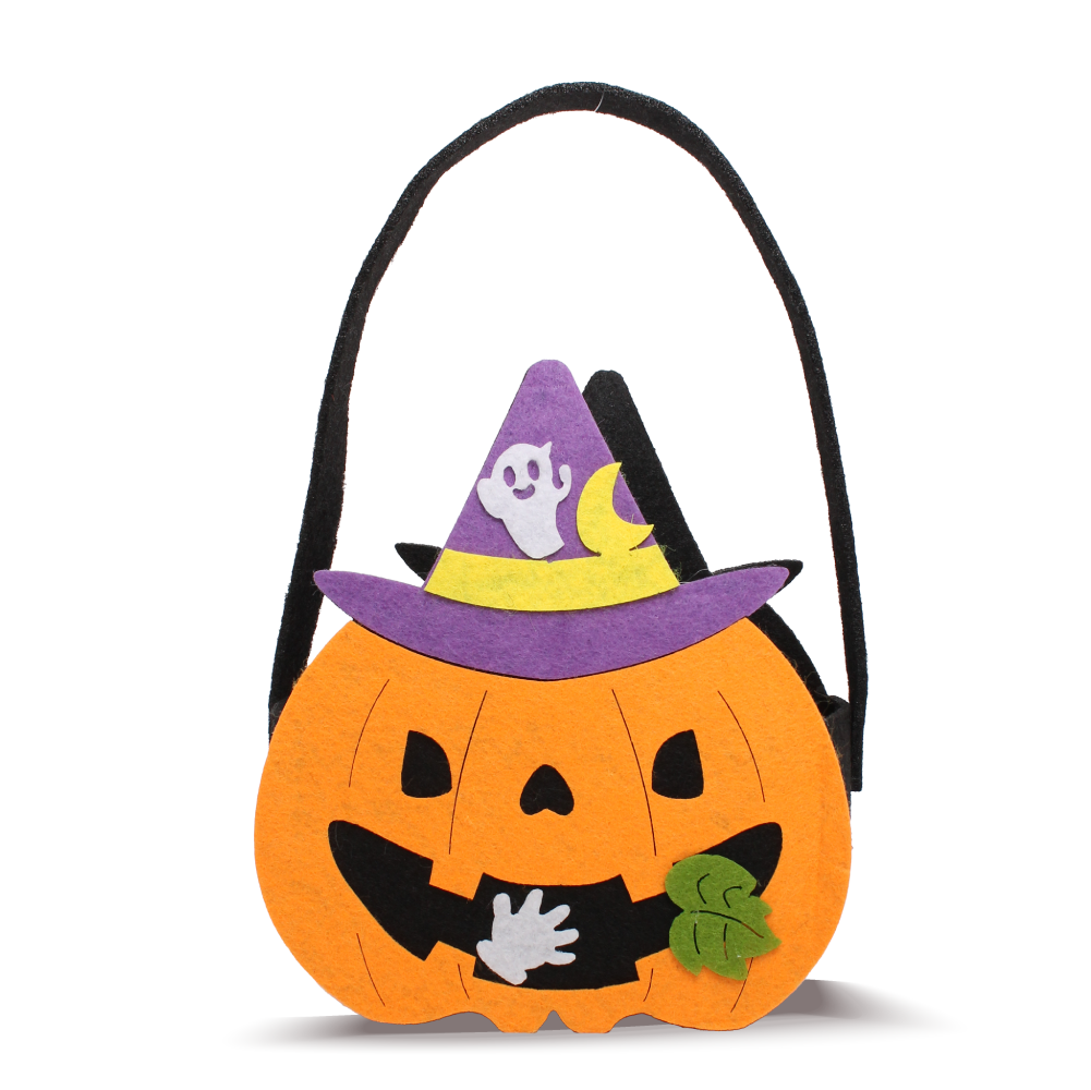 Tinta Unita - Cestino Halloween in Feltro 16×23 cm - Zucca