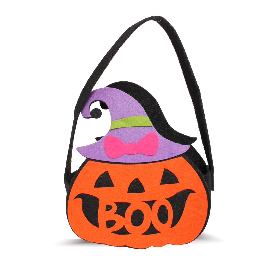 Tinta Unita - Cestino Halloween in Feltro 16×23 cm - Zucca Booo