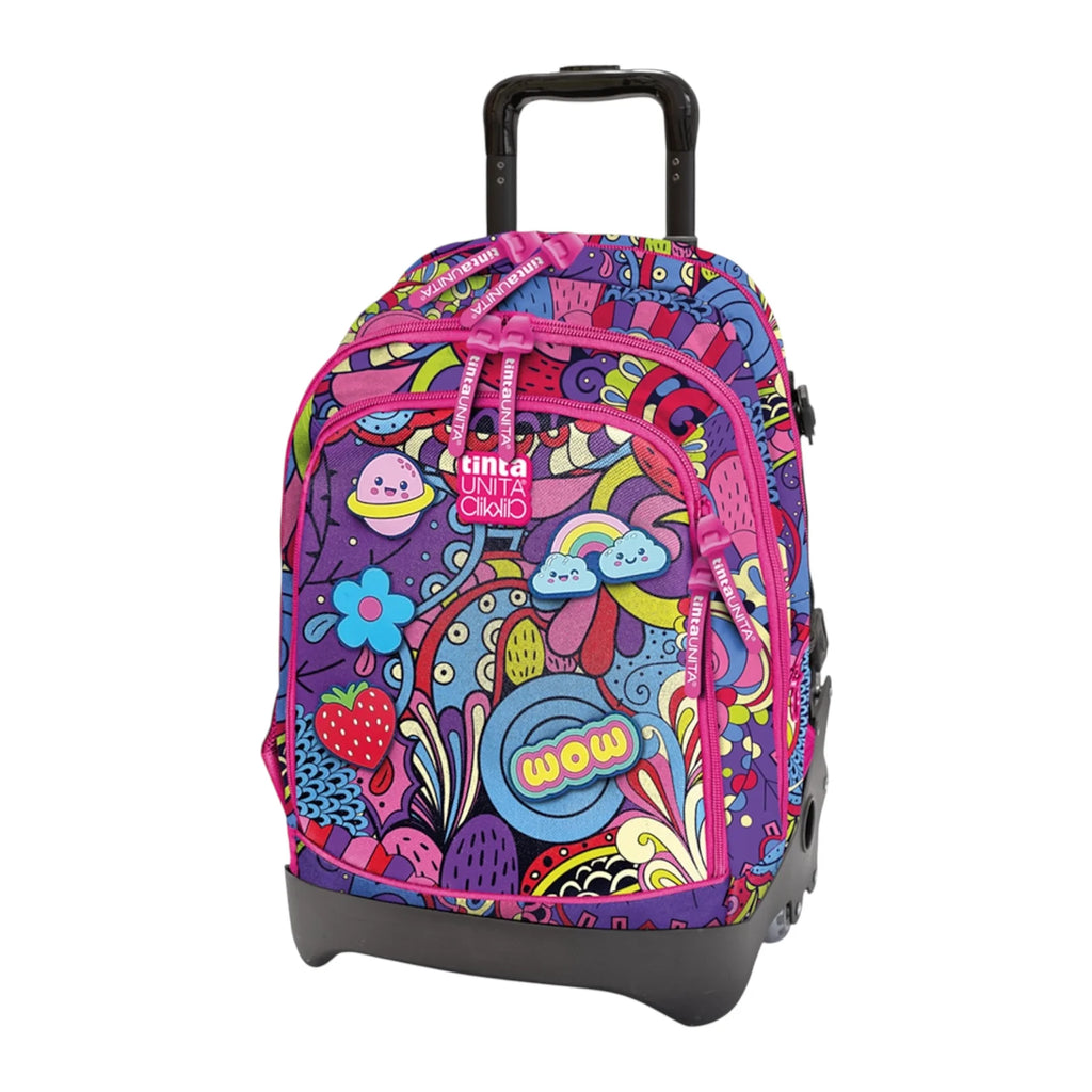 Zaino Trolley Crooooss Girl Power 28L – Tinta Unita Click | Patch Staccabili e Ruote Salgono le Scale
