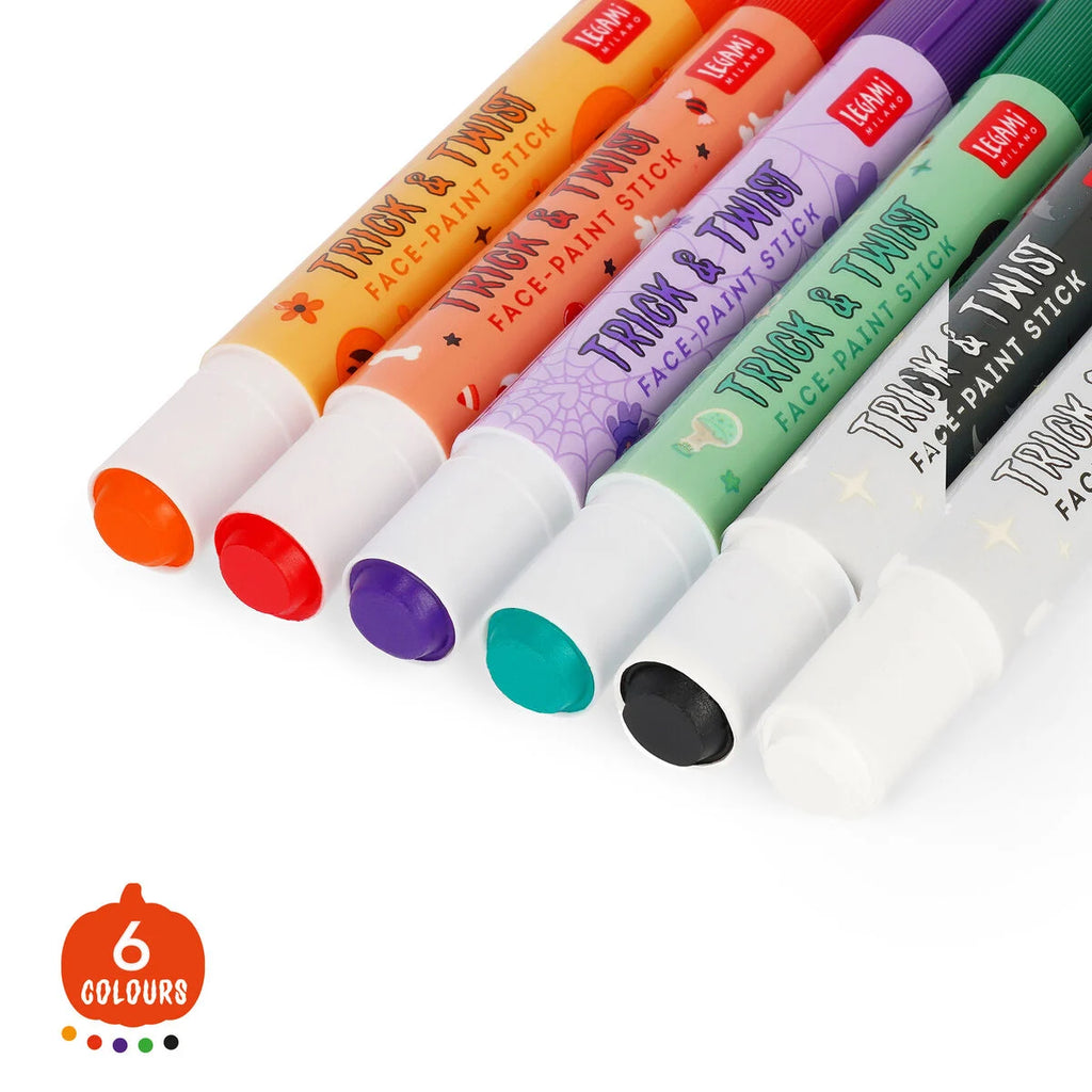 Legami Halloween Set 6 Trucchi Viso in Stick Trick & Twist – 6 Colori + Stencil
