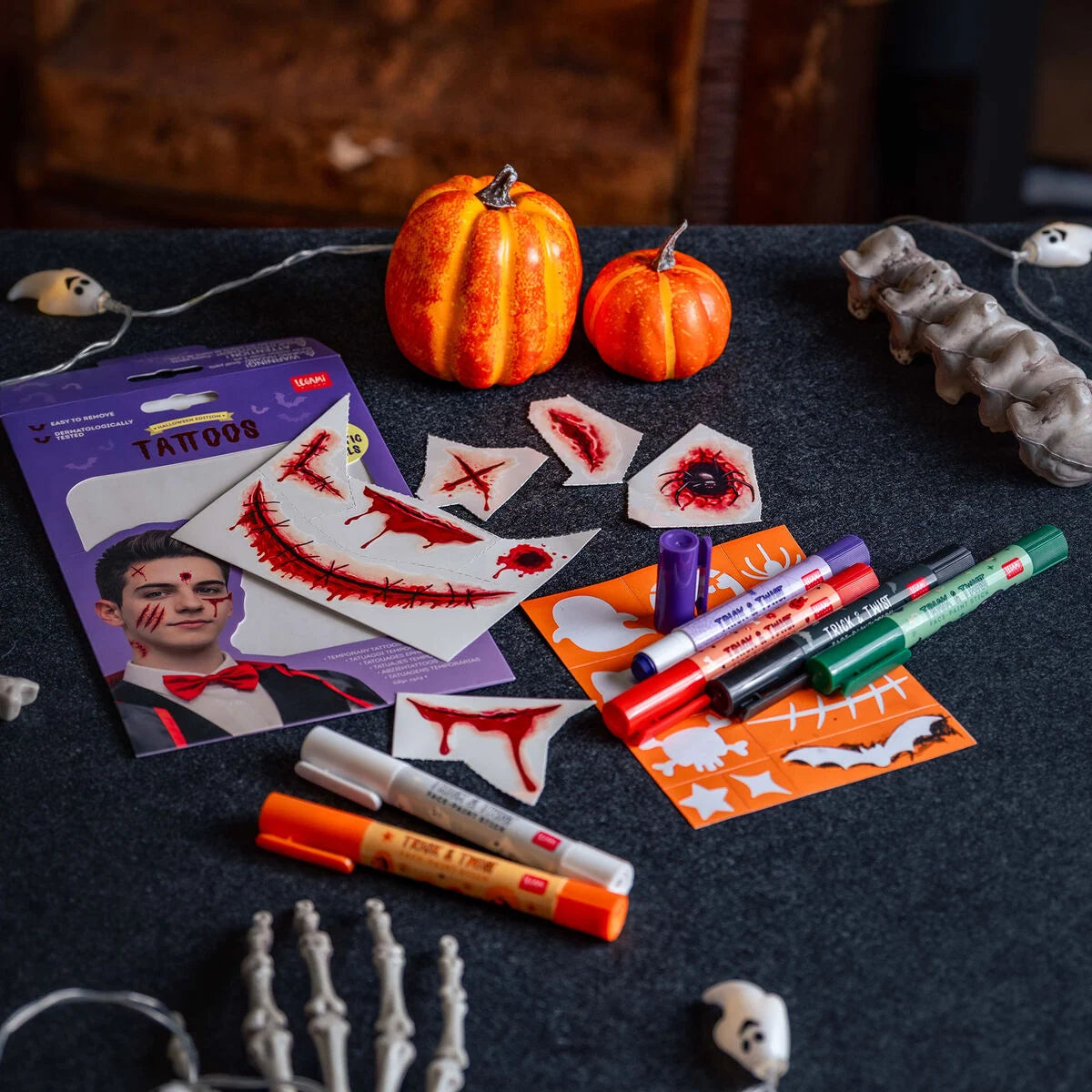 Legami Halloween Tatuaggi Temporanei Viso e Corpo – 10 Tattoo Cicatrici Realistiche