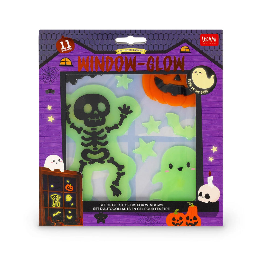 Legami Halloween Set Adesivi Gel per Finestra Windo-Glow – 11 Vetrofanie Fosforescenti