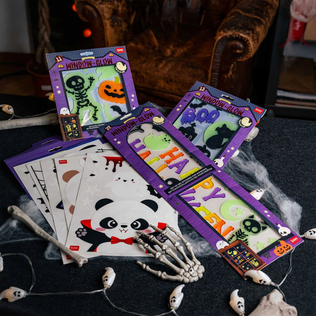 Legami Halloween Set Adesivi Gel per Finestra Windo-Glow – 11 Vetrofanie Fosforescenti