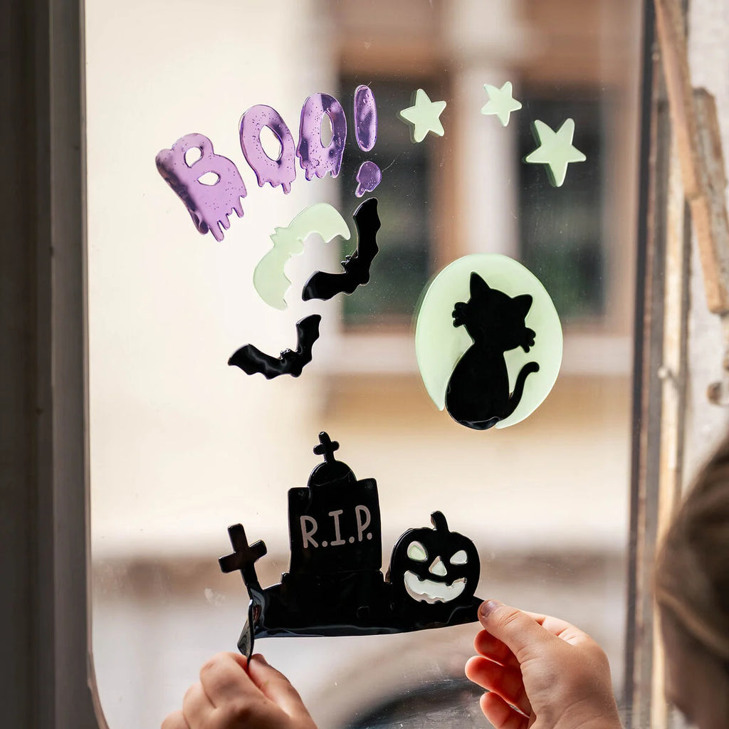 Legami Halloween Set Adesivi Gel Finestra Windo-Glow – 13 Vetrofanie Gatto Nero e Pipistrelli