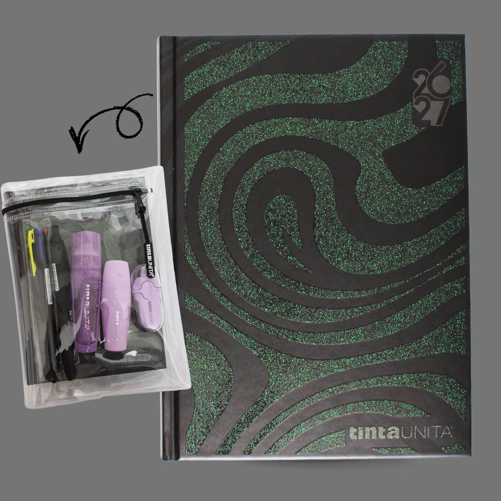 Diario Glitter Animalier 12 Mesi Tinta Unita 2026/2027 con Stationery