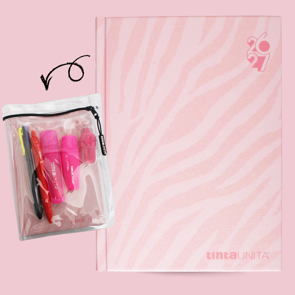 Diario Glitter Animalier 12 Mesi Tinta Unita 2026/2027 con Stationery