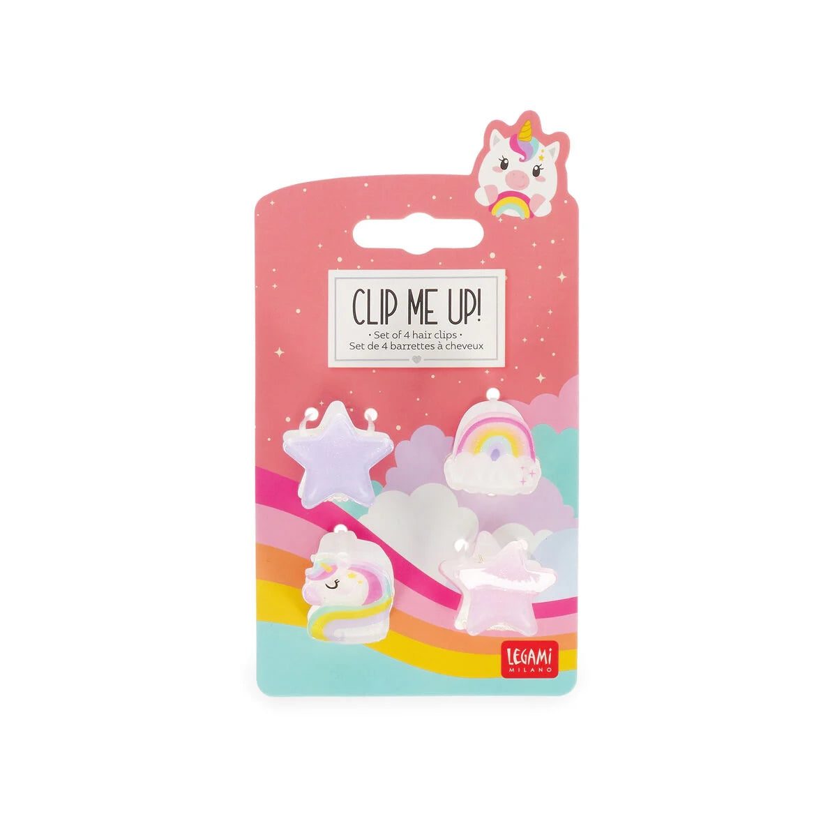 Legami Clip Me Up! Unicorn – Set 4 Mini Mollette per Capelli con Glitter