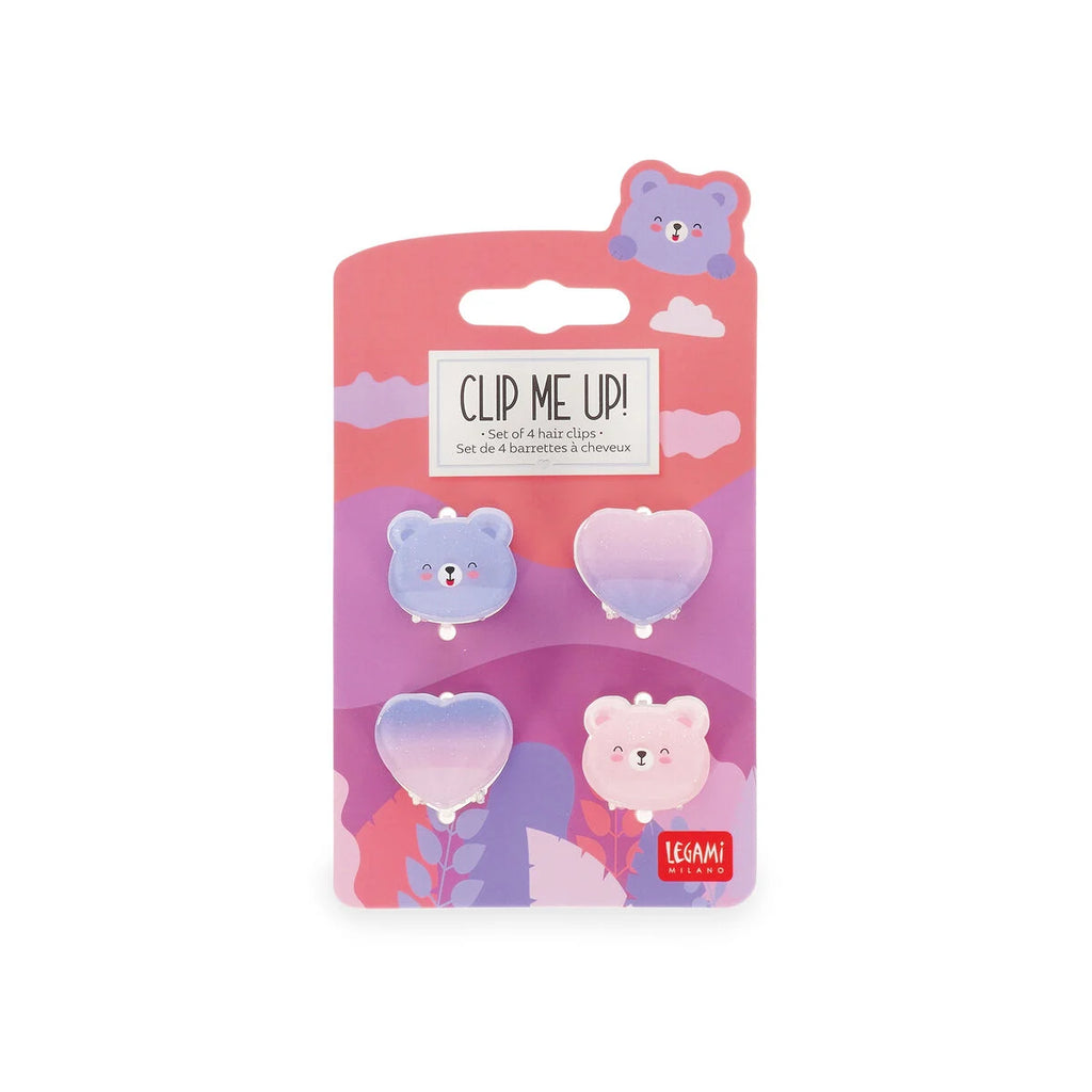 Legami Clip Me Up! Teddy – Set 4 Mini Mollette per Capelli con Glitter