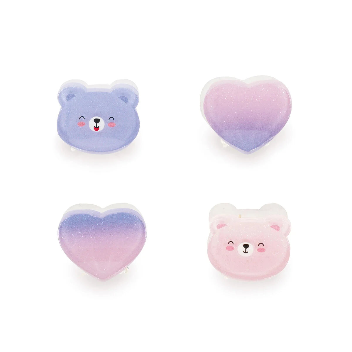 Legami Clip Me Up! Teddy – Set 4 Mini Mollette per Capelli con Glitter