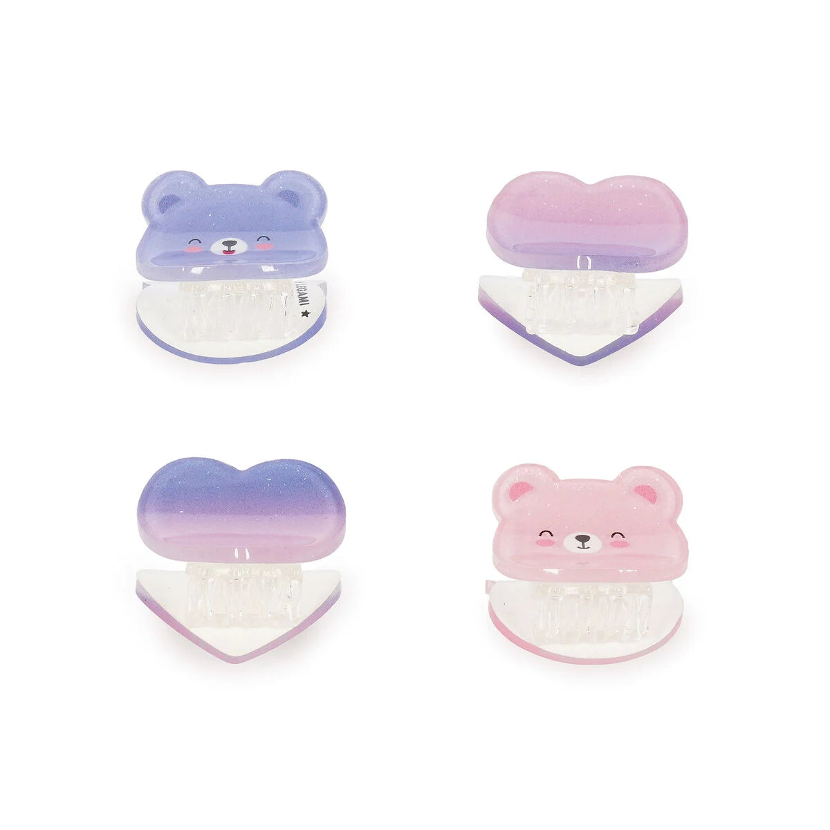 Legami Clip Me Up! Teddy – Set 4 Mini Mollette per Capelli con Glitter