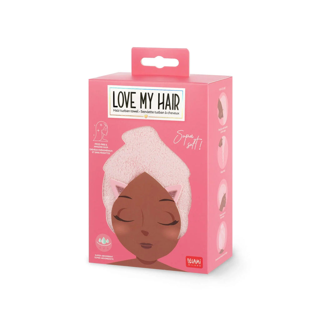 Legami Love My Hair Kitty – Asciugamano Turbante per Capelli in Microfibra