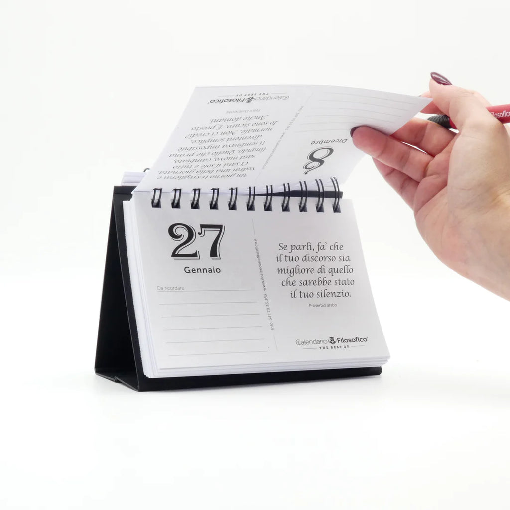 Calendario Filosofico Perpetuo da Tavolo – 366 Frasi, 11×16 cm con Spirale