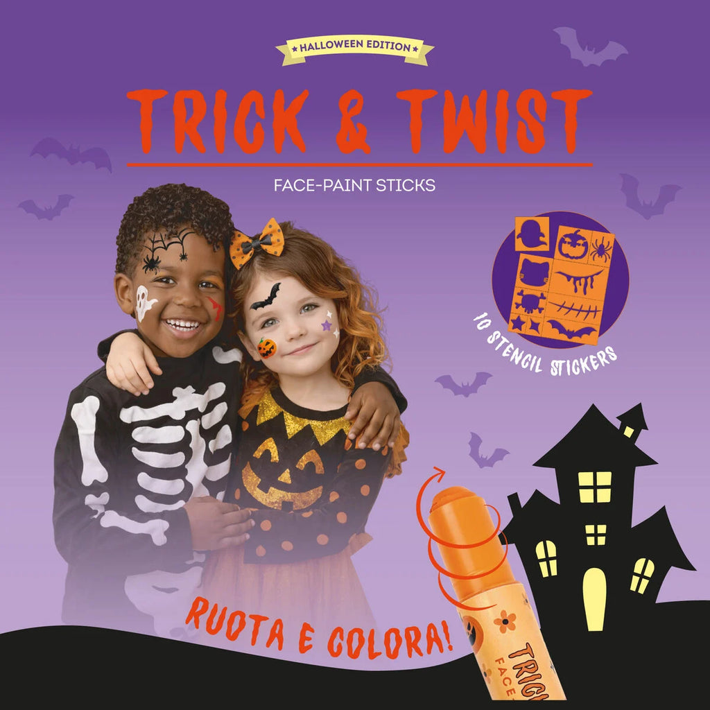 Legami Halloween Set 6 Trucchi Viso in Stick Trick & Twist – 6 Colori + Stencil