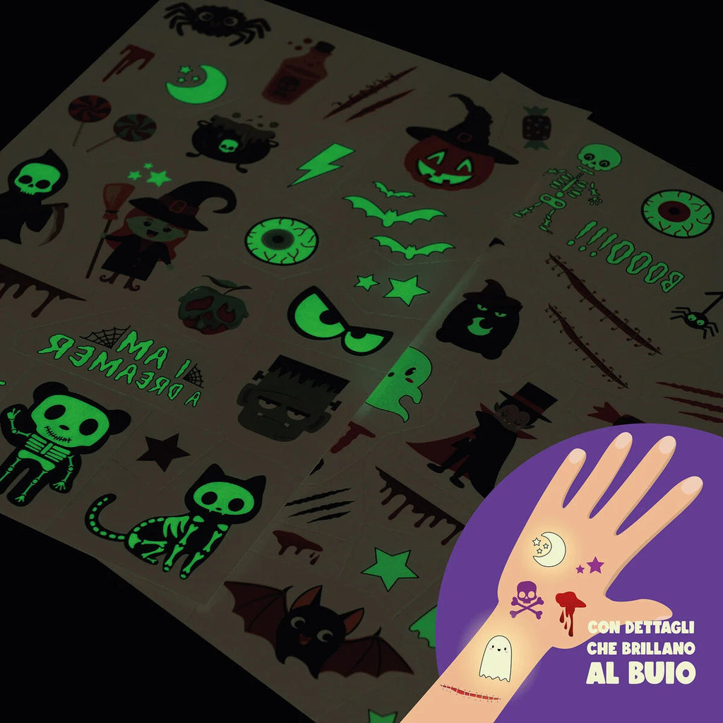 Legami Halloween Tatuaggi Temporanei Tattoos – 50+ Tattoo Brillanti al Buio