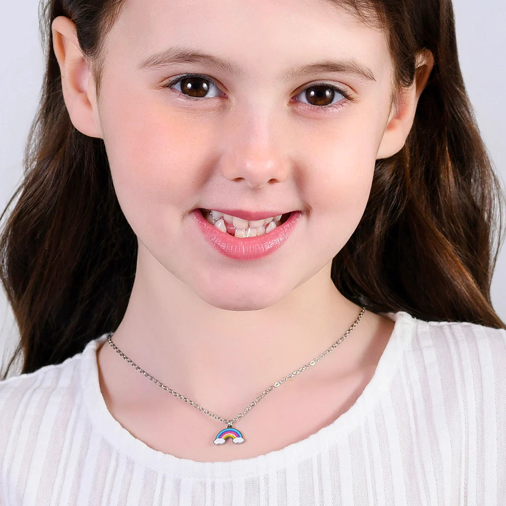 Luca Barra: Collana Bambina in acciaio con arcobaleno con smalto multicolor