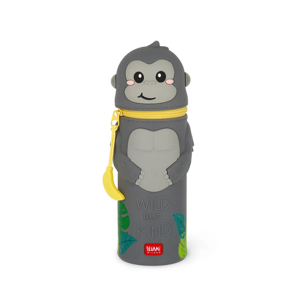Legami Astuccio 2-in-1 in Silicone Kawaii Gorilla – Portapenne Retrattile