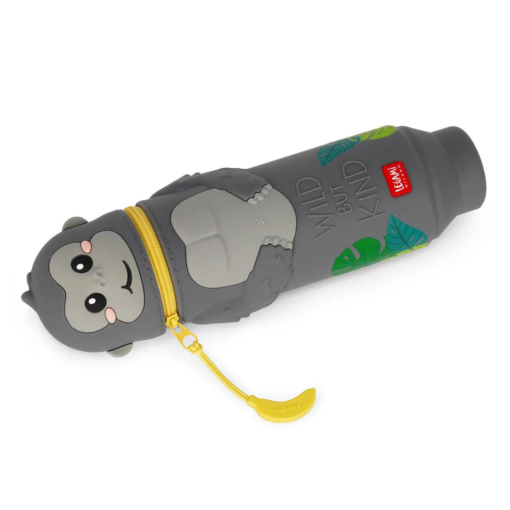 Legami Astuccio 2-in-1 in Silicone Kawaii Gorilla – Portapenne Retrattile