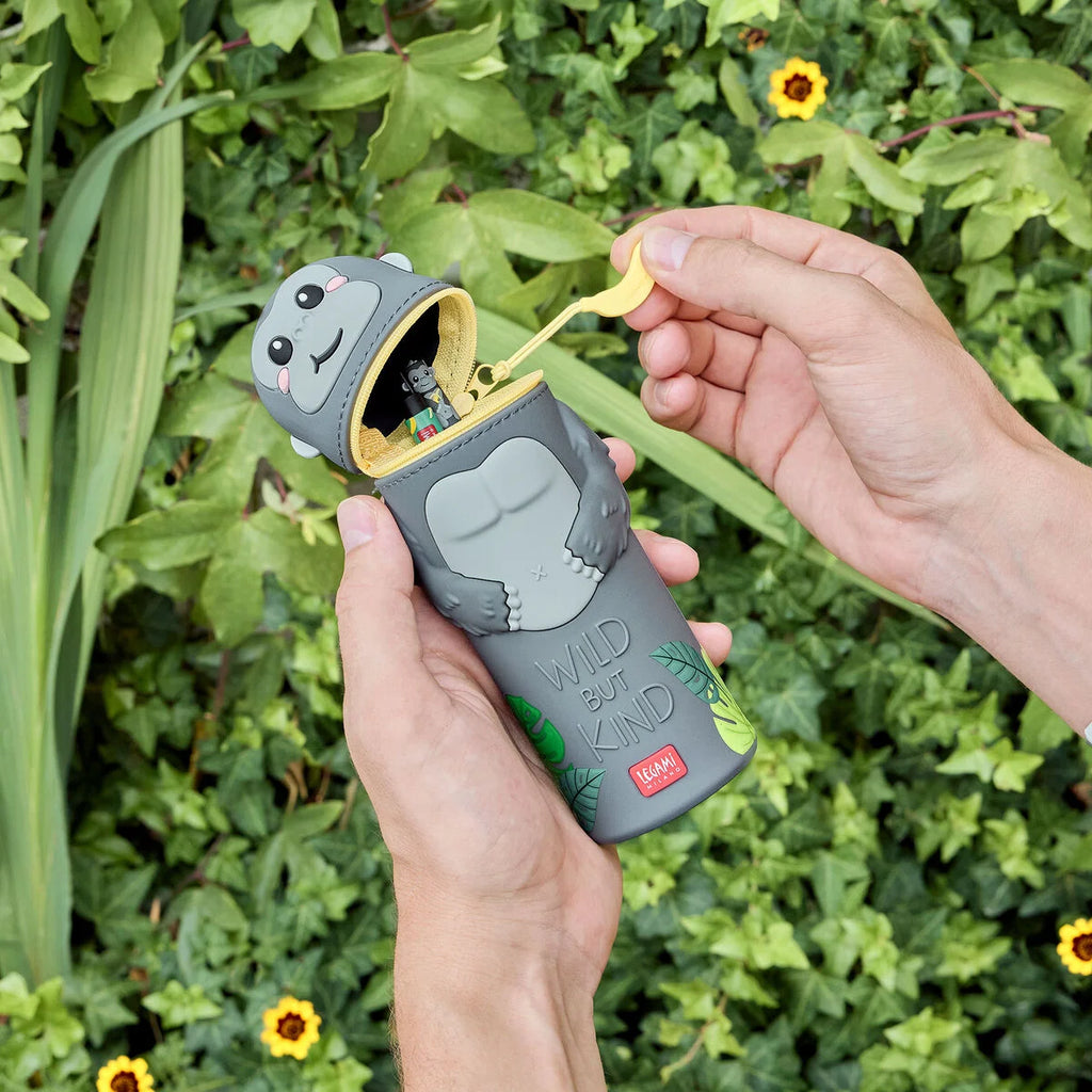 Legami Astuccio 2-in-1 in Silicone Kawaii Gorilla – Portapenne Retrattile