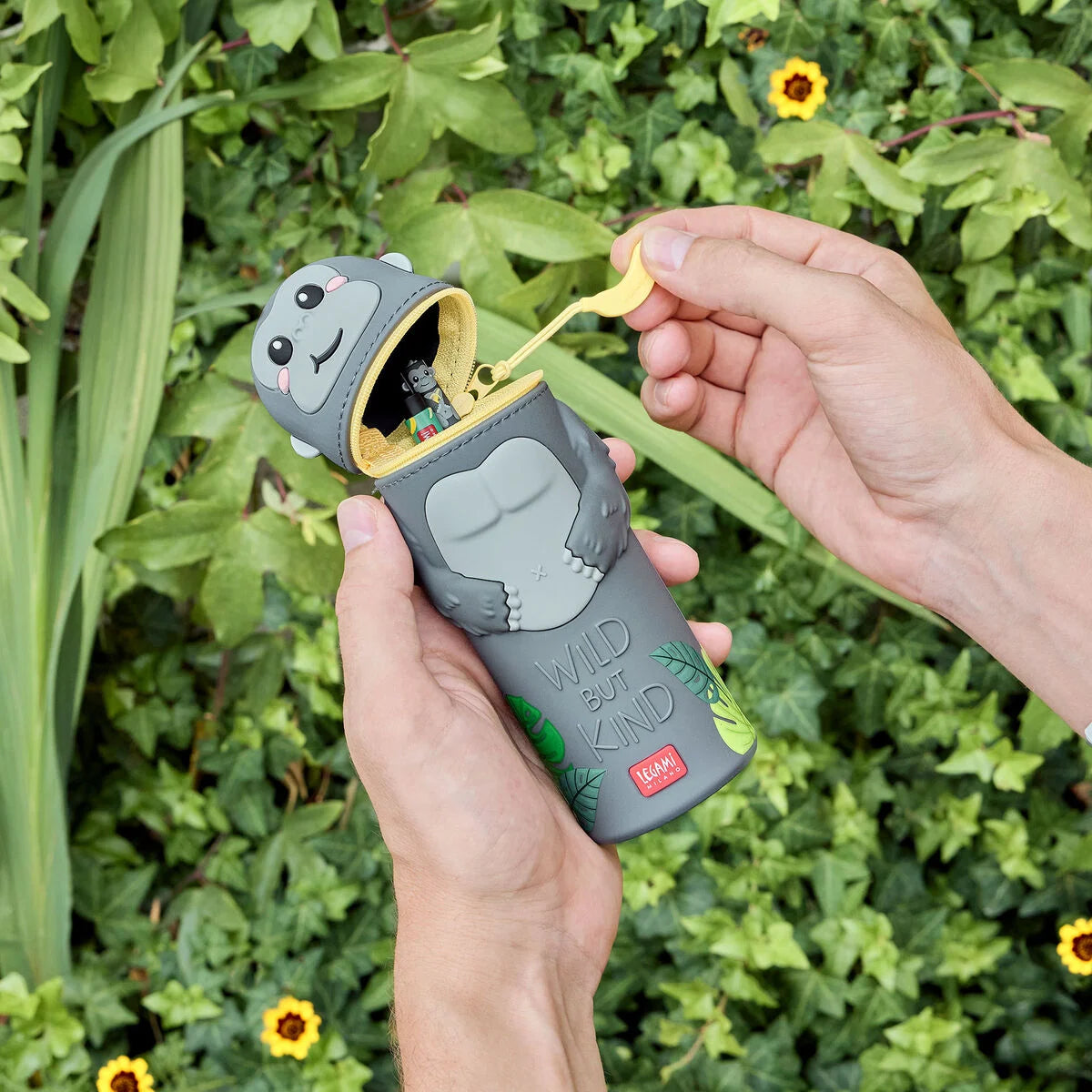 Legami Astuccio 2-in-1 in Silicone Kawaii Gorilla – Portapenne Retrattile