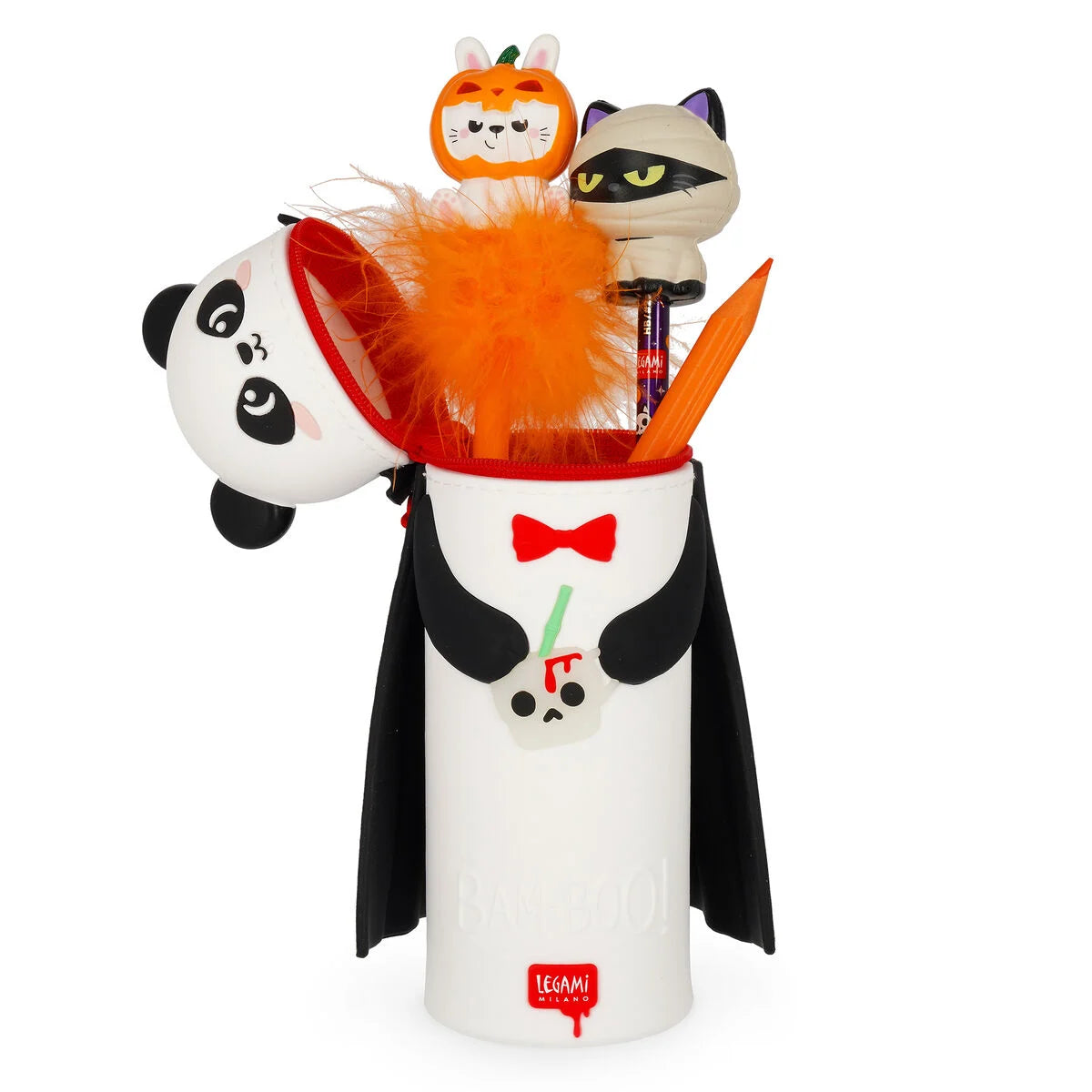 Legami Halloween Astuccio 2-in-1 Silicone Kawaii Panda Bam-Boo Halloween – Portapenne Retrattile