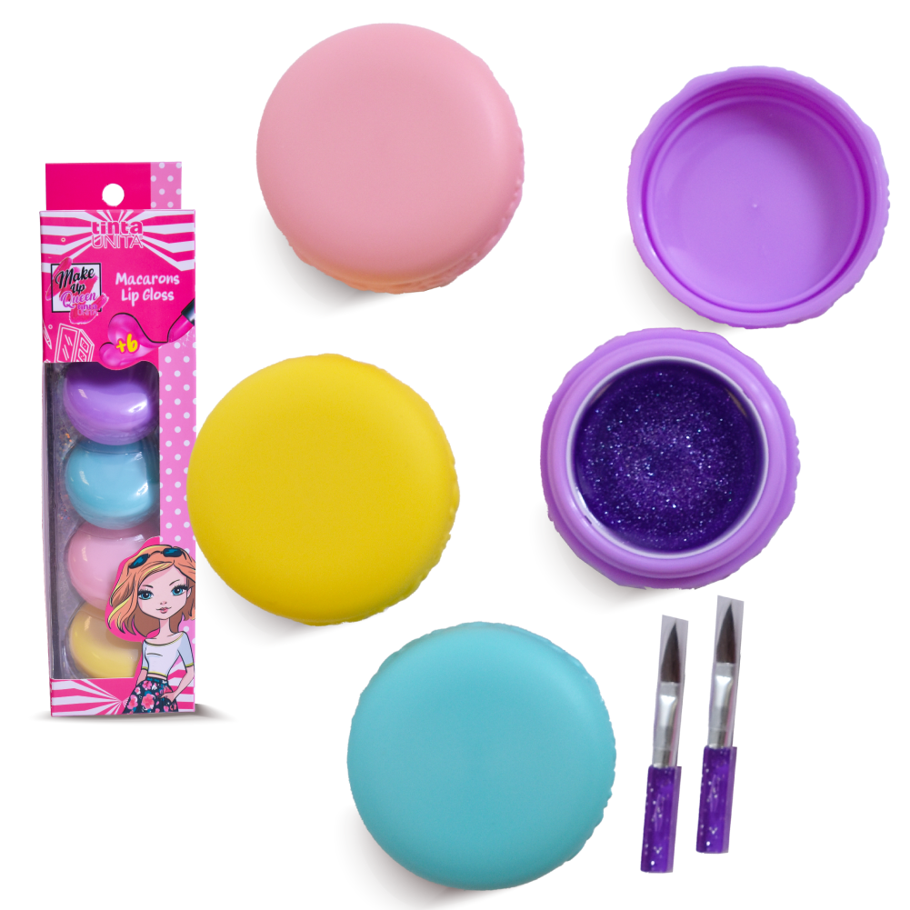 Macarons Lip Gloss Set – 4 Gloss Glitterati per Bambine | Tinta Unita