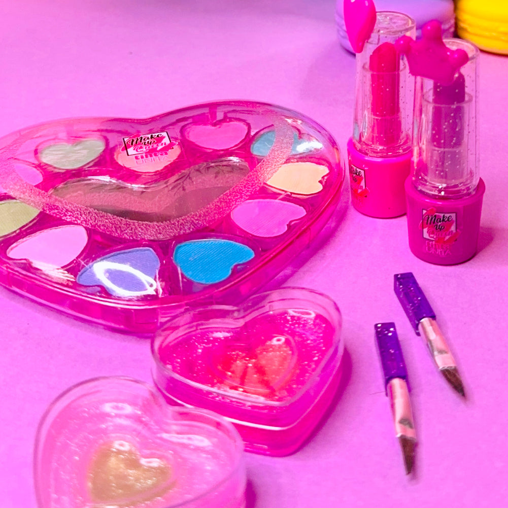Heart Make Up Set – Kit Trucchi con Glitter per Bambine | Tinta Unita