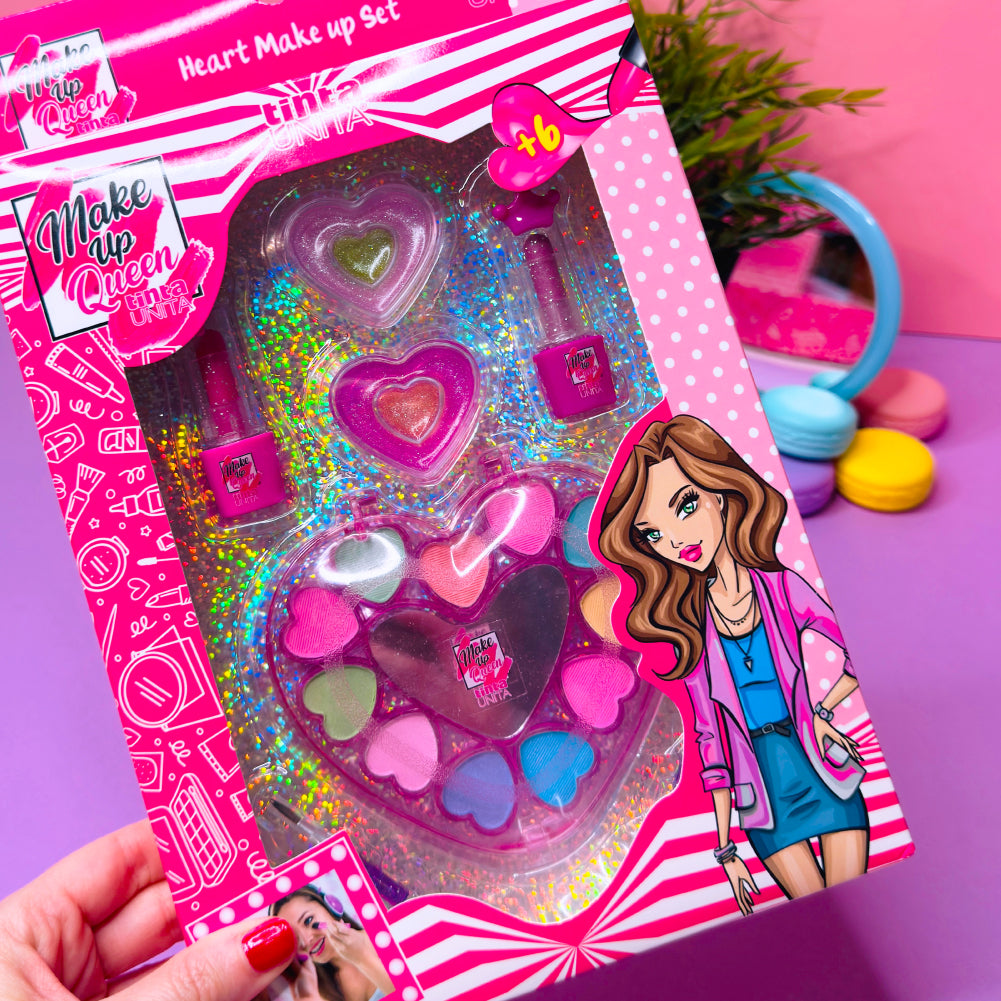 Heart Make Up Set – Kit Trucchi con Glitter per Bambine | Tinta Unita