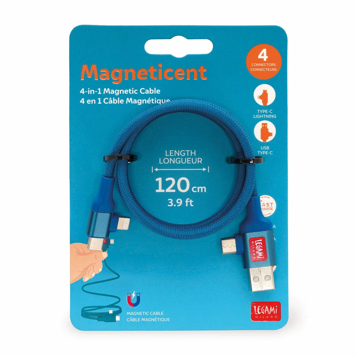 Legami Cavo Magnetico 4 in 1 Magneticent – Ricarica Rapida e Sincronizzazione Dati